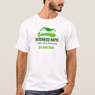 T-shirt Service de tonte de pelouse Logo Vert Blanc