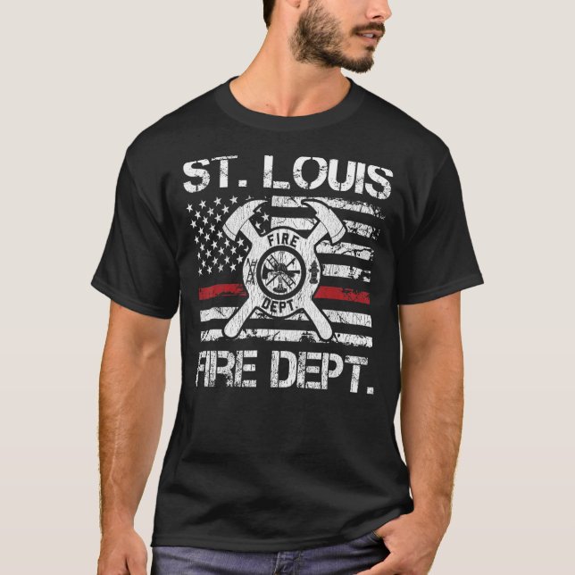 T-shirt Service d'incendie de St Louis Missouri Mince lign (Devant)