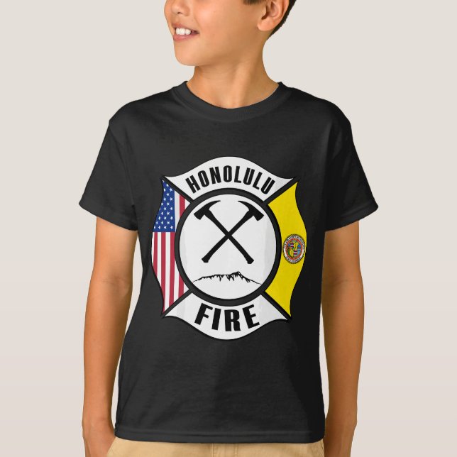 T-shirt Service d'incendie Honolulu Hawaii Pompiers Rescu (Devant)