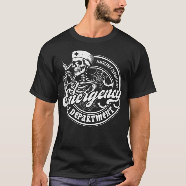 T-shirt Service d'urgence Skeleton Er Nurse Halloween 2 (Devant)