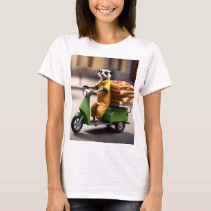T-shirt Service Rapide : Une suricate livre une pizza en T