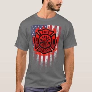 T-shirt Service vintage des incendies Pompier Drapeau amér
