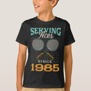 T-shirt Serving Aces depuis 1985 Badminton Lover 40th Birt
