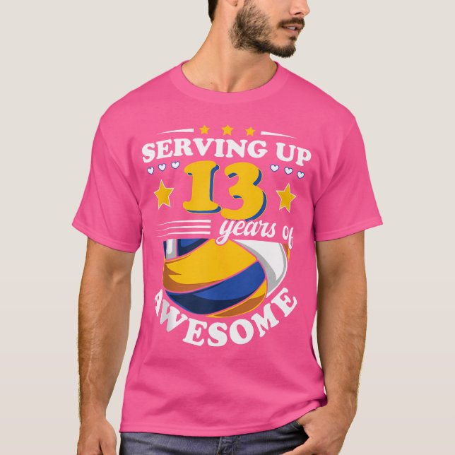 T-shirt Servir 13 Ans De Volley-Ball Magnifique 13E (Devant)