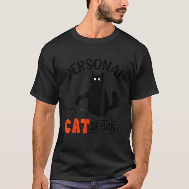 T-shirt Serviteur de chat personnel Ca pour chat (Devant)