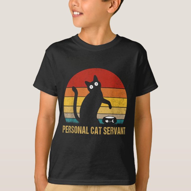 T-shirt Serviteur de chat personnel vintage (Devant)