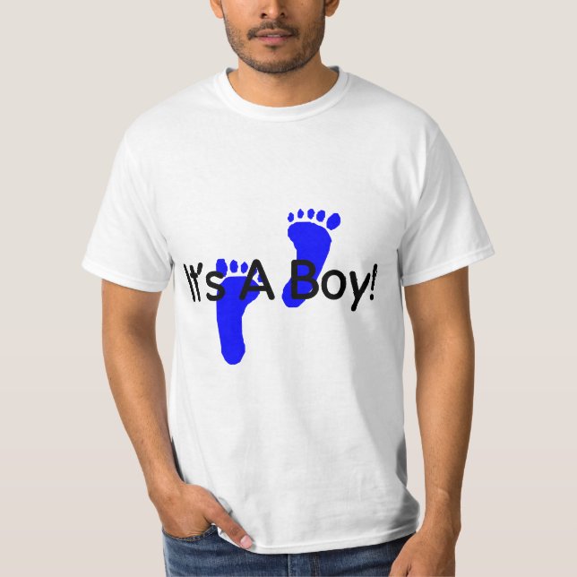 T-shirt Ses empreintes de pas d'un bébé de garçon (Devant)