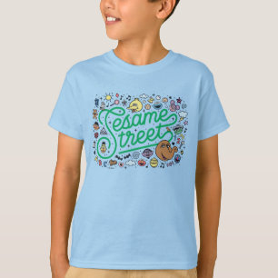 T-shirt Sésame Sésame Sesame Street Green Doodle Script