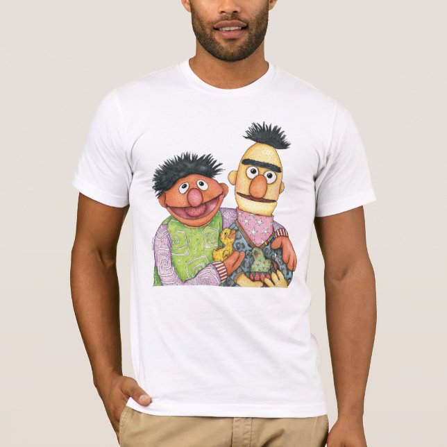 T-shirt Sesame Street Bert et Ernie Watercolor (Devant)