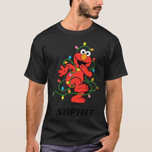 T-shirt Sesame Street Elmo Christmas Lights Baby  (Devant)