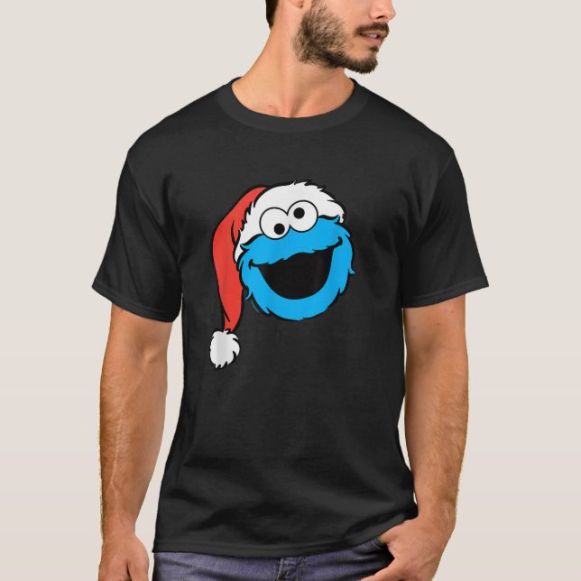 T-shirt Sesame Street Noël Santa Hat Cookie Monster F (Devant)