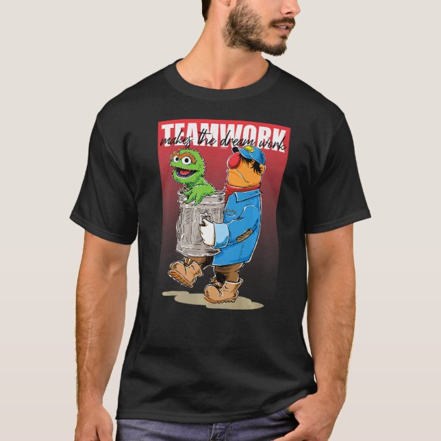 T-shirt Sesame Street Oscar Le Groupement Teamwork (Devant)
