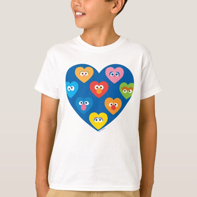 T-shirt Sesame Street Valentine Hearts Motif (Devant)
