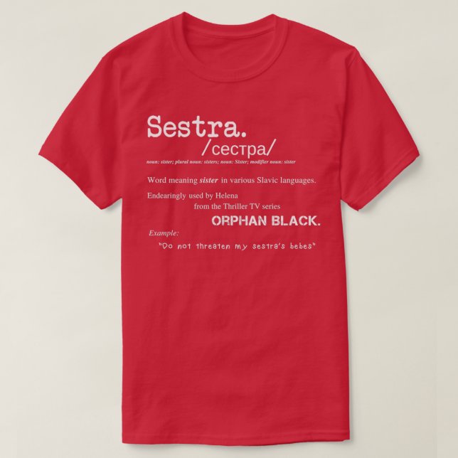 T-shirt Sestra Définition Orphelin Noir  (Design devant)