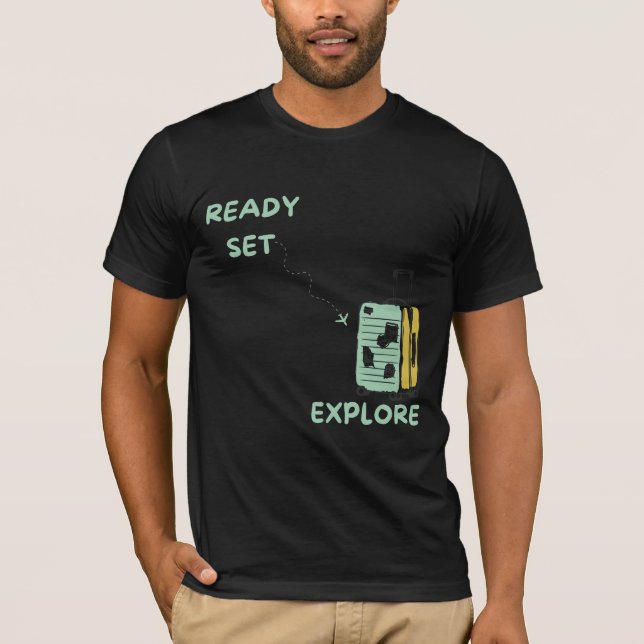 T-shirt Set Ready Explorez avec la conception de valises T (Devant)