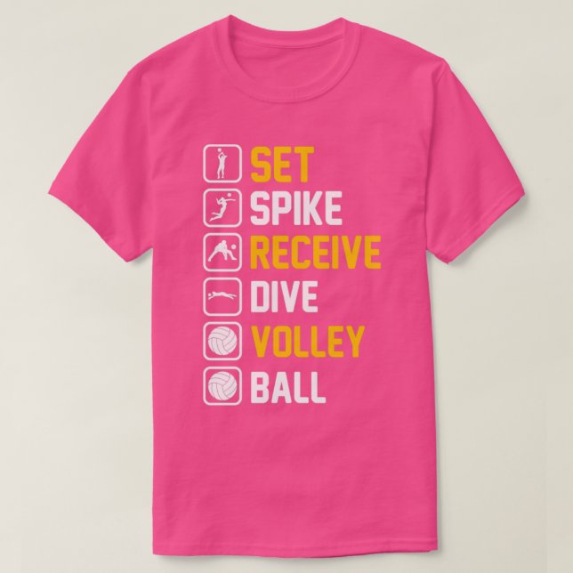 T-shirt Set Spike Recevoir Dive Volley Ball (Design devant)