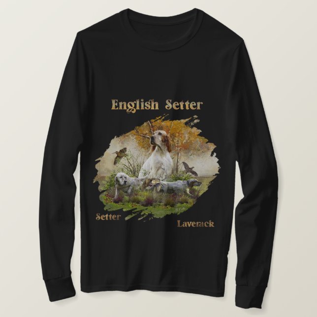 T-shirt Setter anglais avec faisans, art    (Design devant)