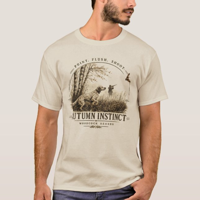 T-shirt Setter anglais , chasse à la bécasse (Devant)