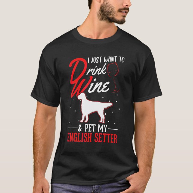 T-shirt Setter Anglais Et Vin (Devant)