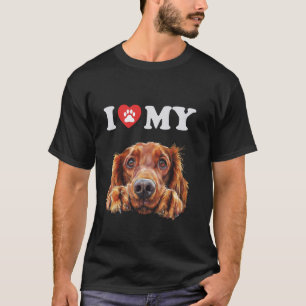 T-shirt Setter irlandais I Heart My Dog Funny Dog Lover
