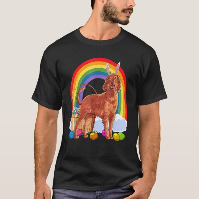 T-shirt Setter irlandais Oeufs de Pâques Chien lapin (Devant)