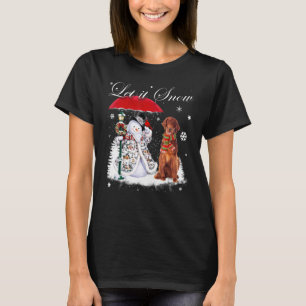 T-shirt Setter irlandais Père Noël Chien Noël Snowman Xmas