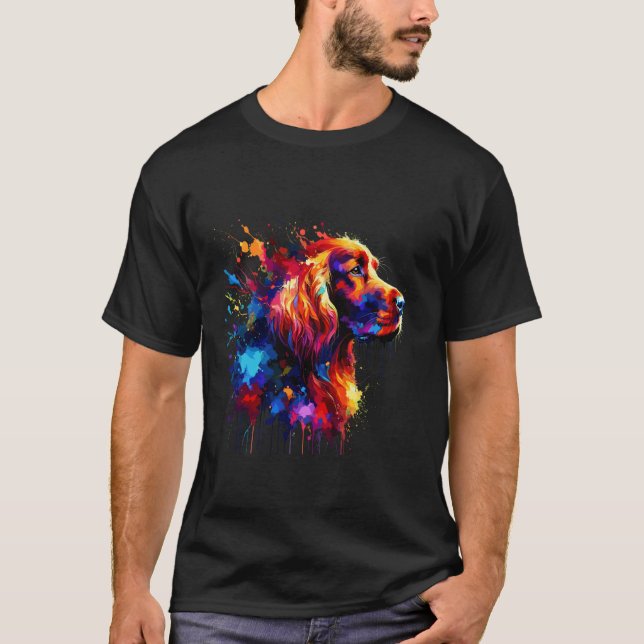 T-shirt Setter Irlandais Splash Art (Devant)