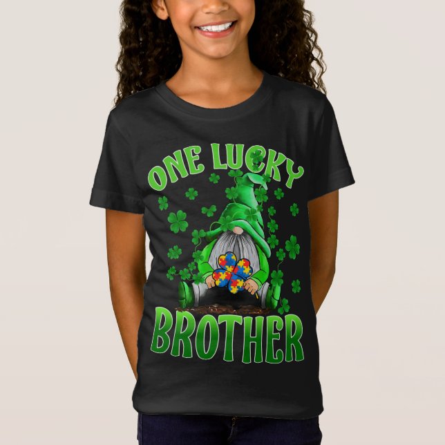T-Shirt Seul Lucky Brother Gnomes Autisme St Patrick's Day (Devant)