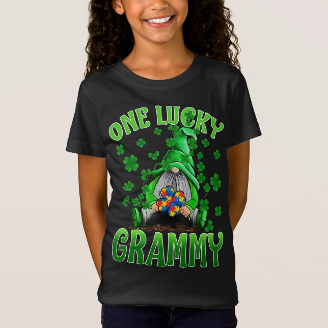 T-Shirt Seulement Lucky Grammy Gnomes Autisme St Patrick's (Devant)