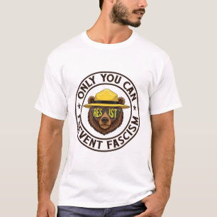 T-shirt Seulement vous pouvez empêcher le fascisme ours ré
