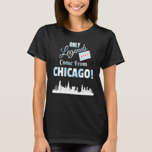 T-shirt Seules Les Légendes Proviennent De Chicago Skyline