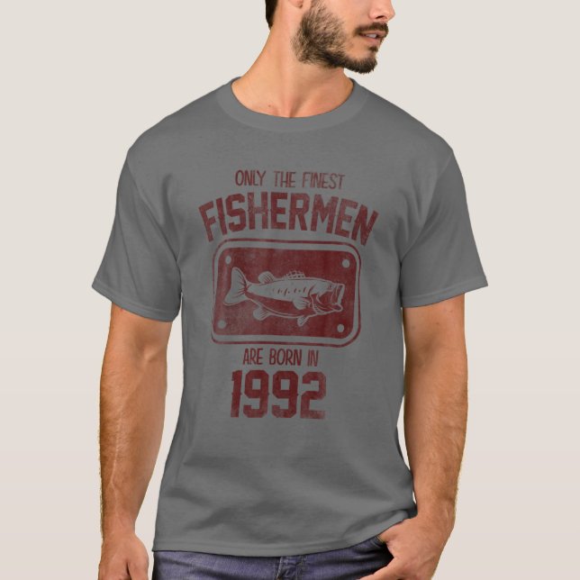 T-shirt Seuls Les Plus Beaux Pêcheurs Sont Nés En 1992 Drô (Devant)