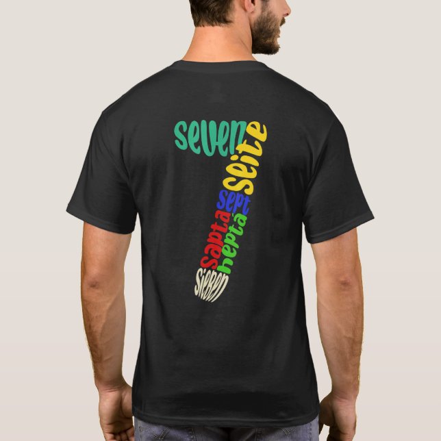 T-shirt Seven in Different Languages 7th Birthday (Dos)