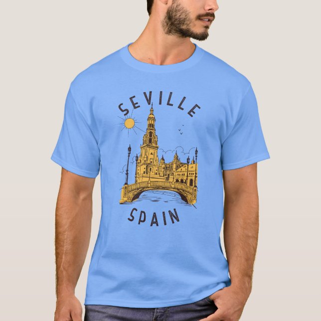 T-shirt Séville Espagne Plaza de España Cercle en détresse (Devant)
