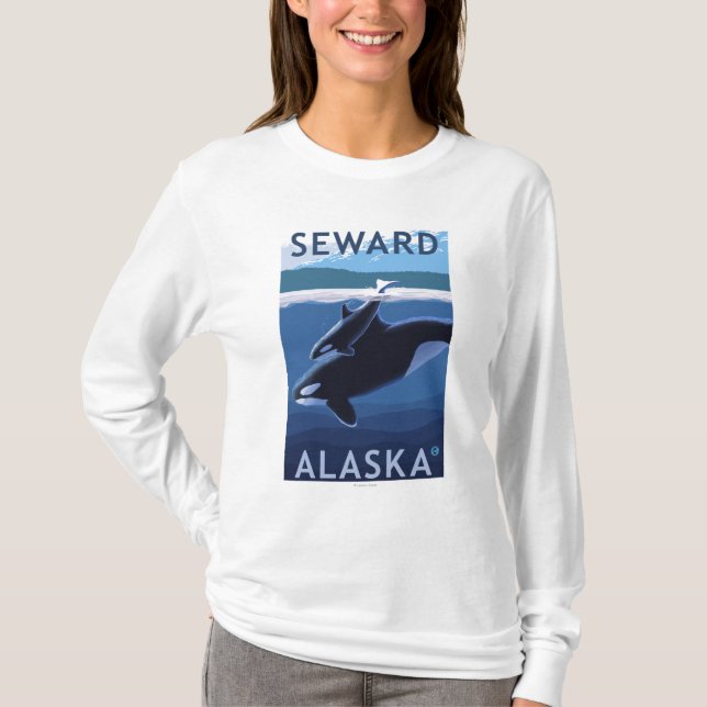T-shirt Seward, AlaskaOrca et scène de veau (Devant)