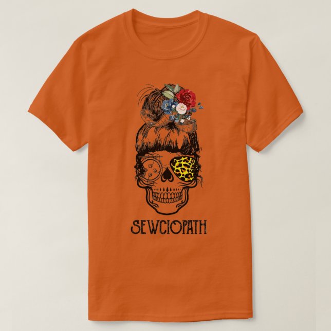 T-shirt Sewciopath à coudre le crâne (Design devant)