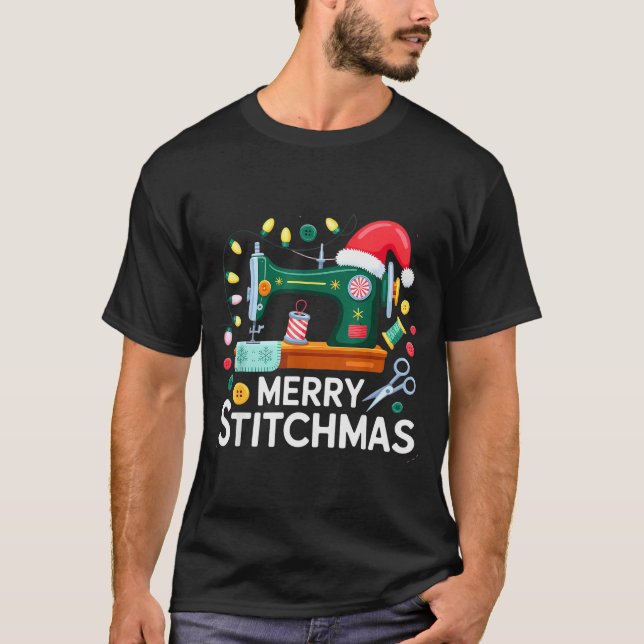 T-shirt Sewing Christmas Xmas Quilting Merry Mas  (Devant)