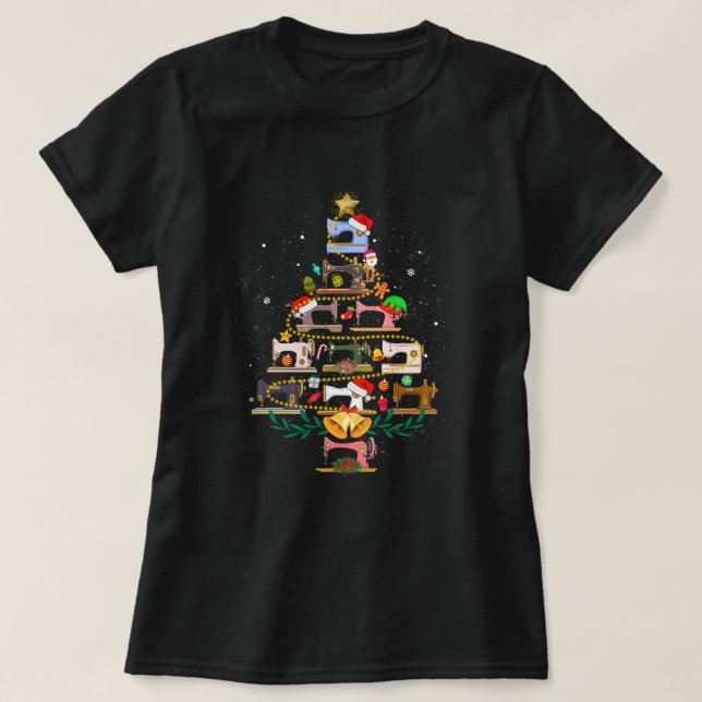 T-shirt Sewing Machines Christmas Tree Funny Sewing Lover  (Design devant)