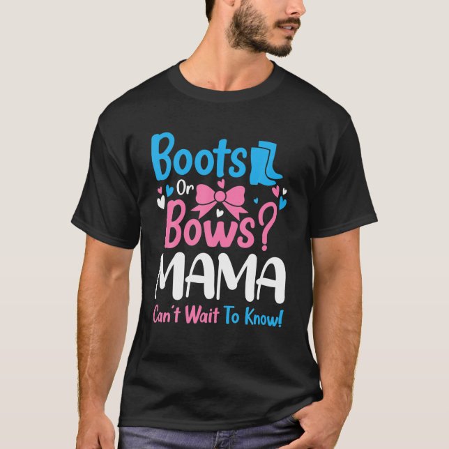 T-shirt Sexe Révéler Bottes Ou Bows Mama Baby Faire-part (Devant)