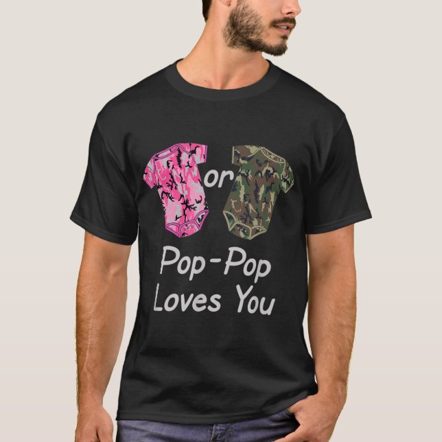 T-shirt Sexe Révéler Pop-Pop Pink ou Camouflage vert (Devant)