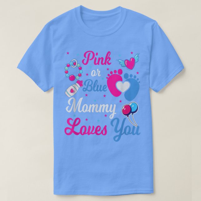 T-shirt Sexe Révéler rose ou bleu maman aime vous bébé (Design devant)