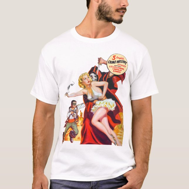 T-shirt Sexy Girl Red Skull Slayer Horror Pin Up Blonde (Devant)