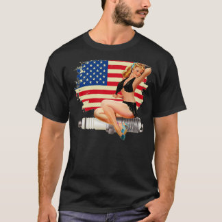 T-shirt Sexy Pin Up Girl sur bouchon d'étincelle - drapeau