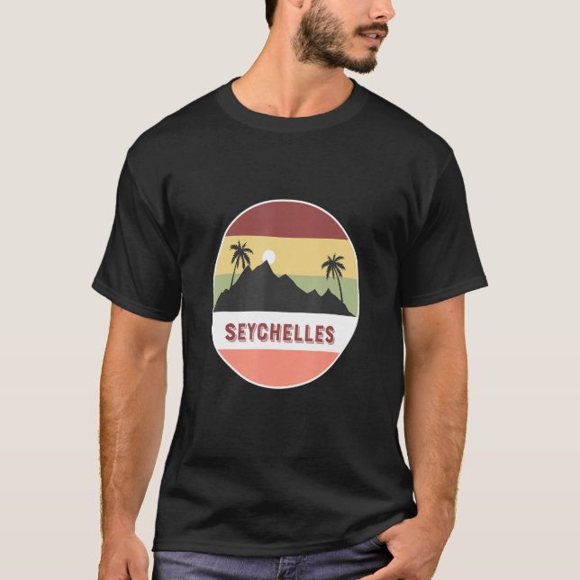 T-shirt Seychelles Mountain Et Palmes (Devant)