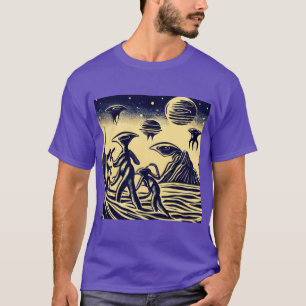 T-shirt SF - Aliens Sur Une Planète Étrange Bois 1