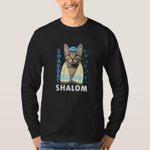T-shirt Shabbat Juif Shalom Cute Chat Avec Kippah
