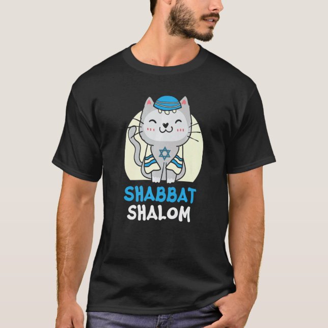 T-shirt Shabbat Shalom Chat Saint Jour Judaïsme Yom Kippou (Devant)