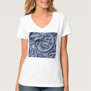 T-shirt Shabby Chic en bois bleu look motif