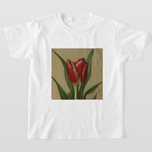 T-shirt Shabby Chic Jolie Tulipe Rouge