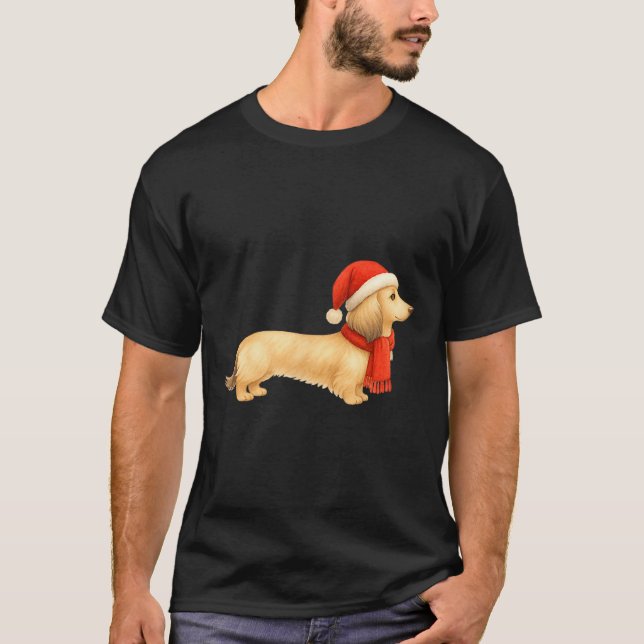T-shirt Shaded Cream Christmas Dachshund Dog Mom Funny Cut (Devant)